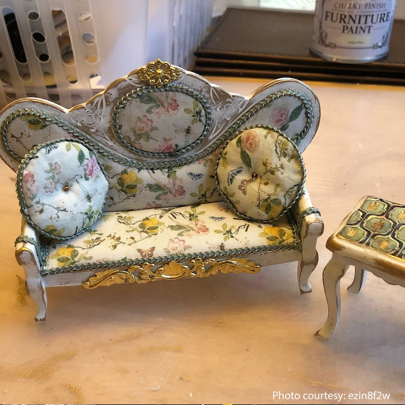 MINIATURE Chinoiserie FABRICS Printable sheets for 1/24th scale dollhouse diorama roombox Digital download Print at home fabric image 4