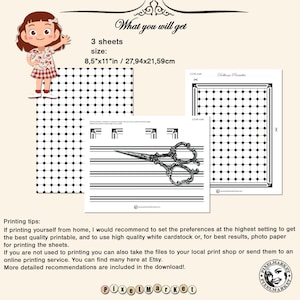 DOLLHOUSE Flooring ART DECO Bathroom 1/12 scale Black & White Floor tiles Printable download Digital sheet for Diorama Roombox image 7