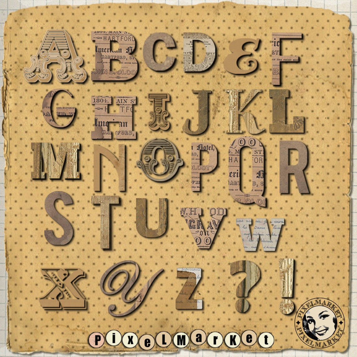 Alpha Cliparts Set Digital ALPHABET Ransom Note Fonts Paper - Etsy
