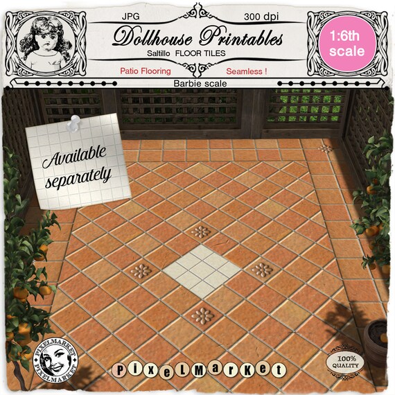 Buy DOLLHOUSE 1 12 Flooring Terracotta Spanish Floor Tiles Mexican