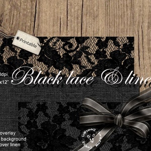Digitales LACE Overlay und LEINEN Hintergrundpapier für Fotografen Buch Layout Foto Kulisse Web Blog Black Lace Die Cut Leinen Burlap p03