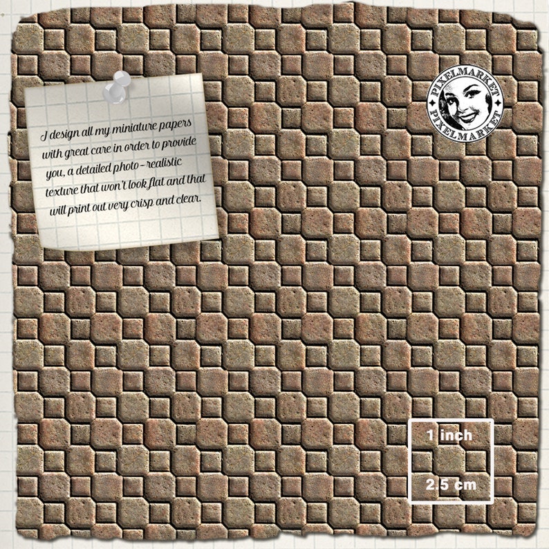 Dollhouse Printable flooring 1/12 Cobblestone paving wallpaper | Etsy