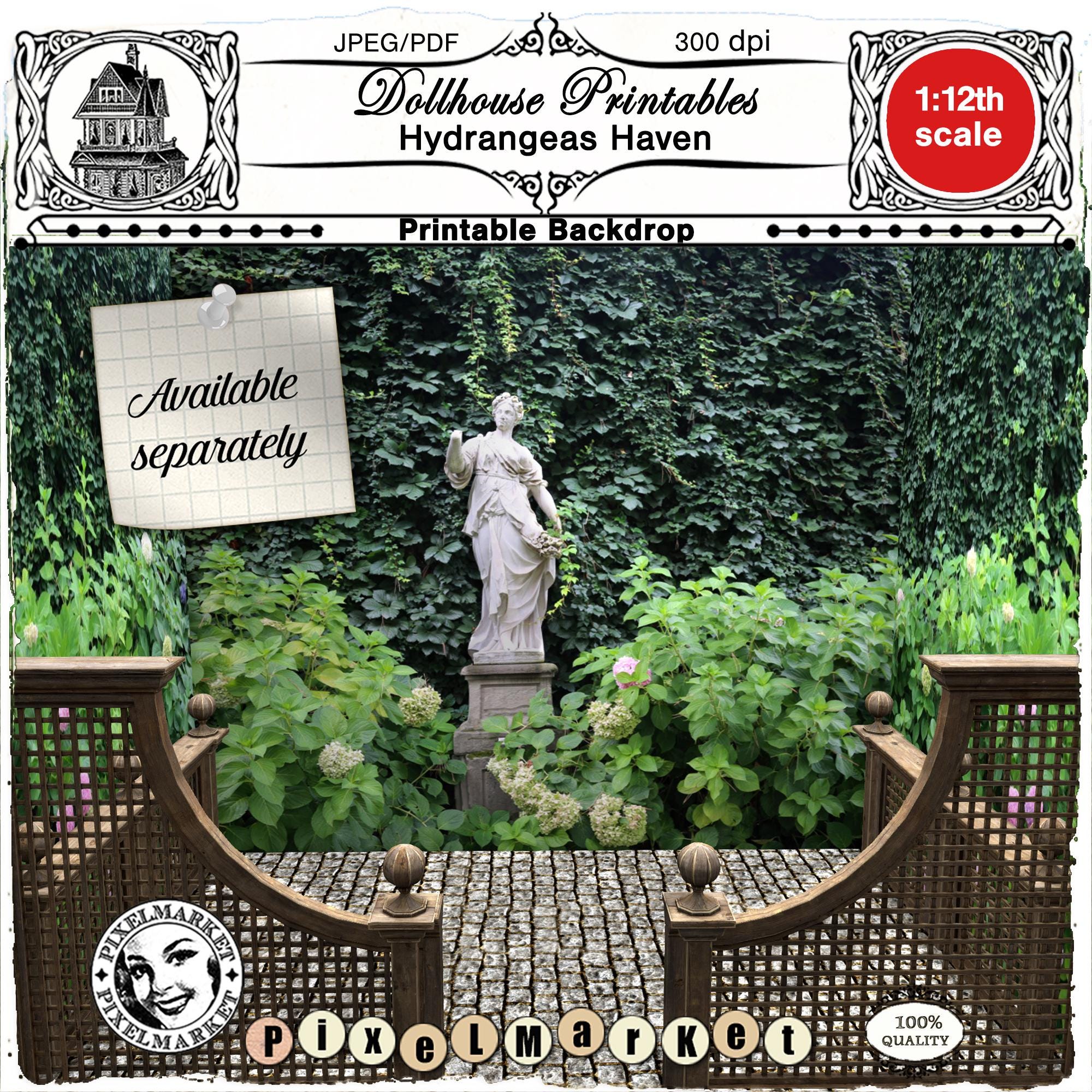 DIORAMA Miniature Garden Backdrop Printable BRICK WALL With Hanging Ivy ...