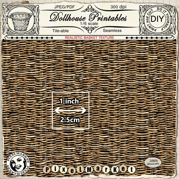 1:6 Playscale printable BASKET texture for miniature | Etsy