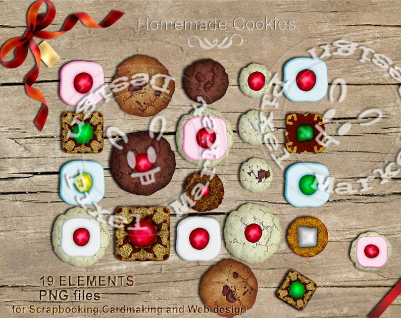 DIGITAL COOKIES CLIPARTS Printable Collage Sheet Download Card Making Invitation Cakes Embellishments Food Cook Biscuit Kid Party e07 image 3