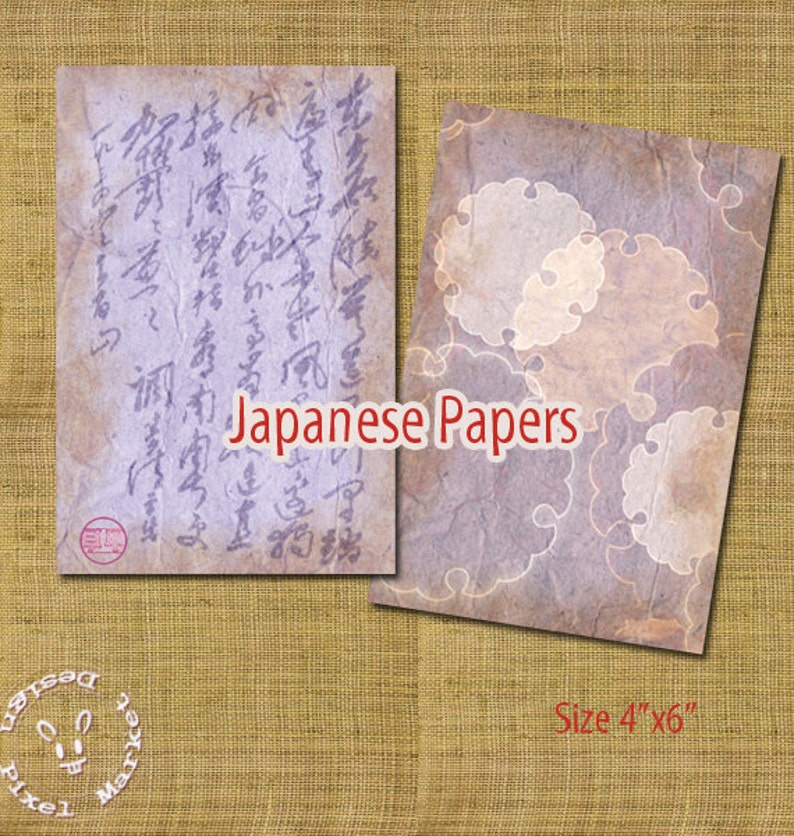 Printable JOURNAL PAGES 6x4 Japanese Papers Set Digital - Etsy