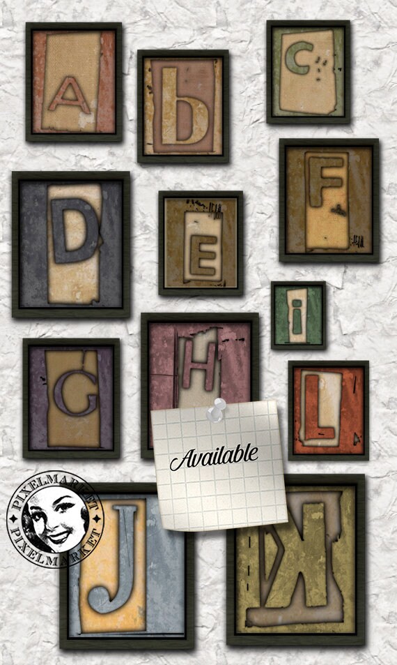 GRUNGE Industrial Alpha Clipart Digital ALPHABET Ransom Note - Etsy