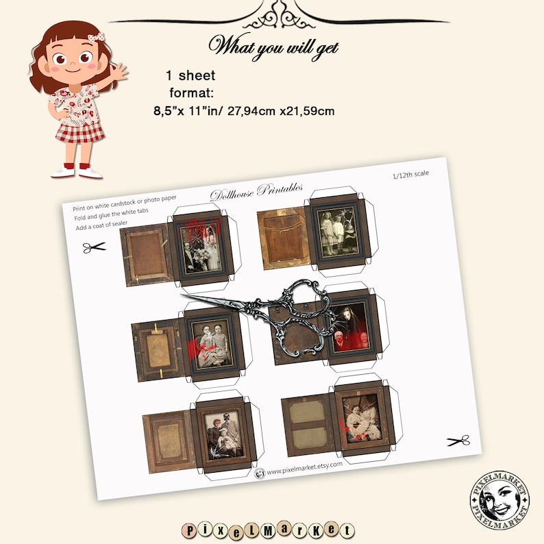 Dollhouse Miniature Prints CREEPY FAMILY PORTRAIT Printable | Etsy