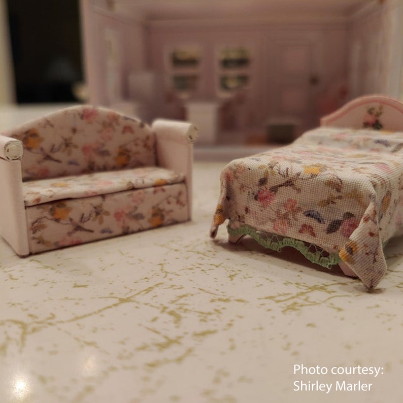 MINIATURE Chinoiserie FABRICS Printable sheets for 1/24th scale dollhouse diorama roombox Digital download Print at home fabric image 3