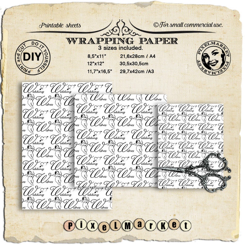 WEDDING WRAPPING Paper Printable Wedding GIFT Wrap Large File | Etsy