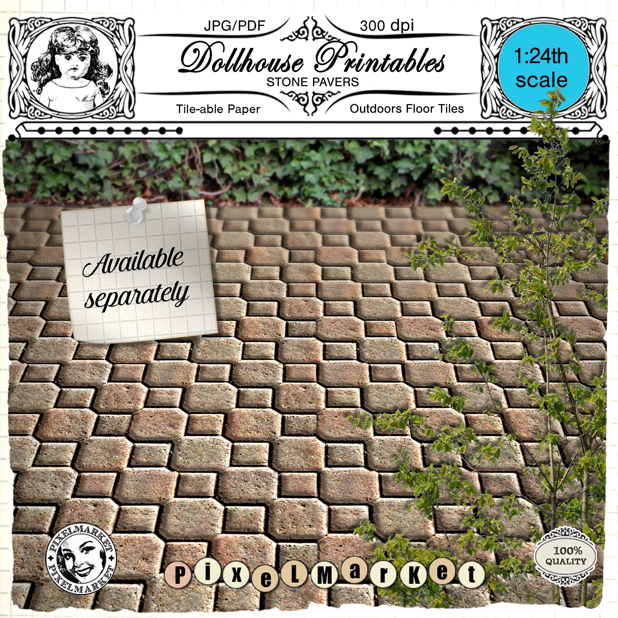 DOLLHOUSE PRINTABLE Brick Wallpaper 1/24 Brick Wall Tiles Etsy UK