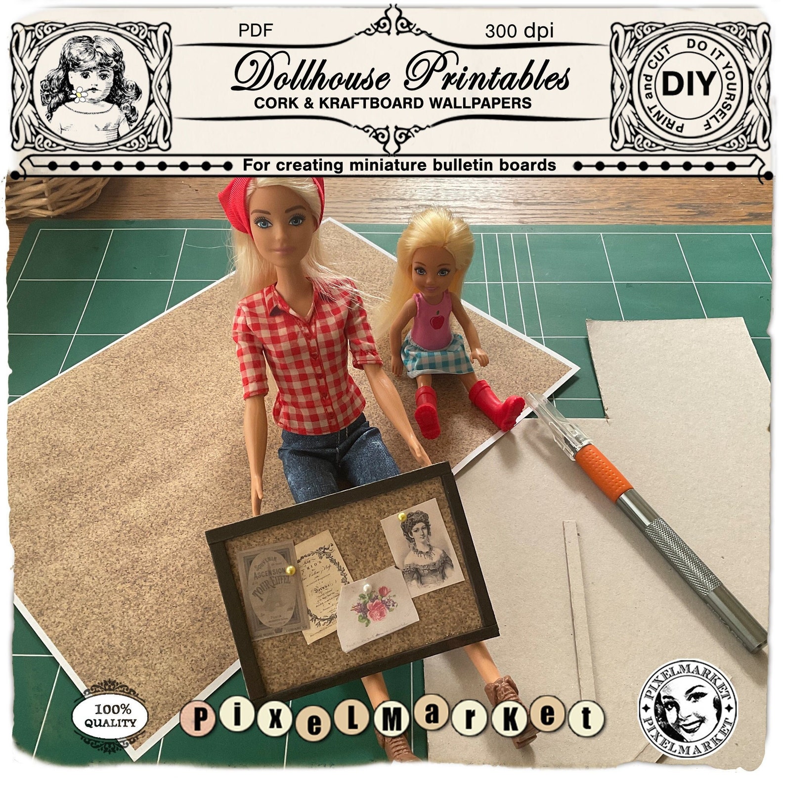 DIY Miniature BULLETIN BOARD Cork Board and Kraft Board Etsy