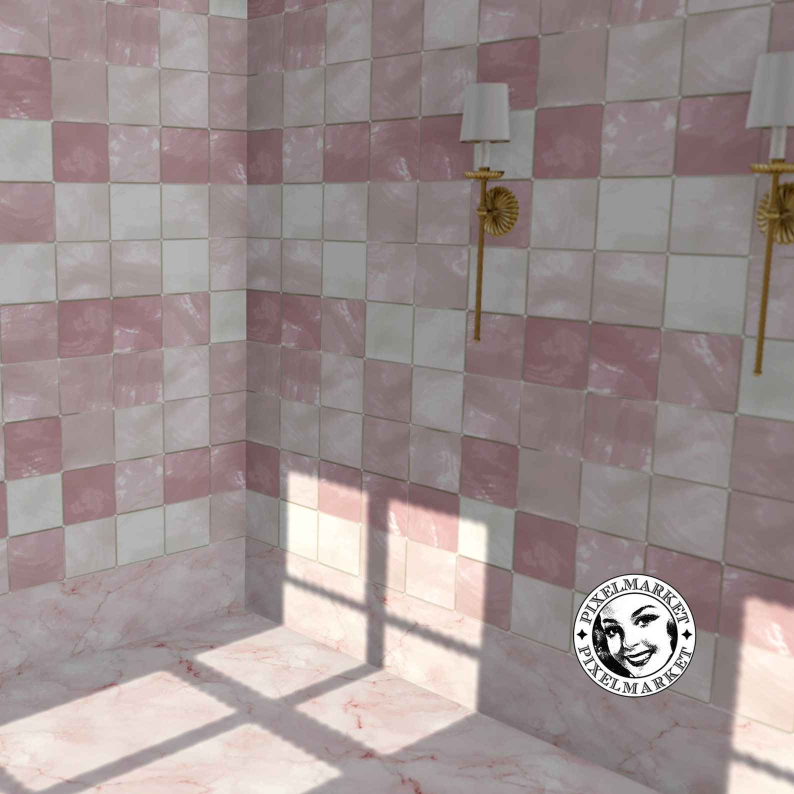 DOLLHOUSE Miniature Wallpaper Pink Ceramic Wall Tiles Digital - Etsy