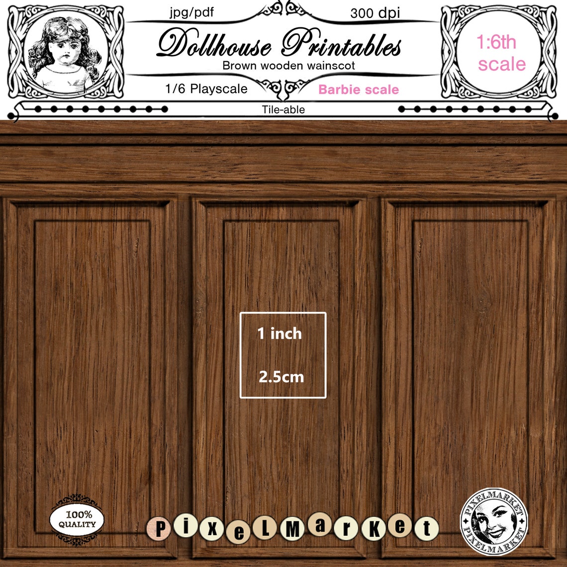 dollhouse-printable-mahogany-panelling-wood-panel-miniature-etsy