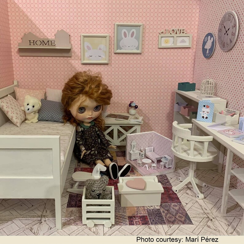 PRINTABLE DOLLHOUSE WALLPAPER for 1/12 Miniature Nursery Pink Etsy