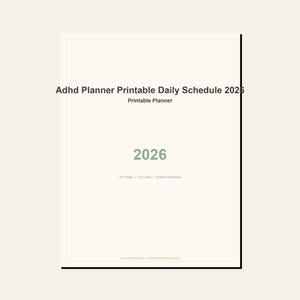 Adhd Planner Printable Daily Schedule 2026 | Printable PDF | Complete Planning Kit with Trackers