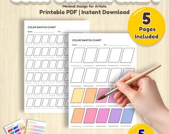 カラー見本チャート（印刷可能）：ミニマリストアーティスト向けペイントトラッカー（デジタルダウンロード）