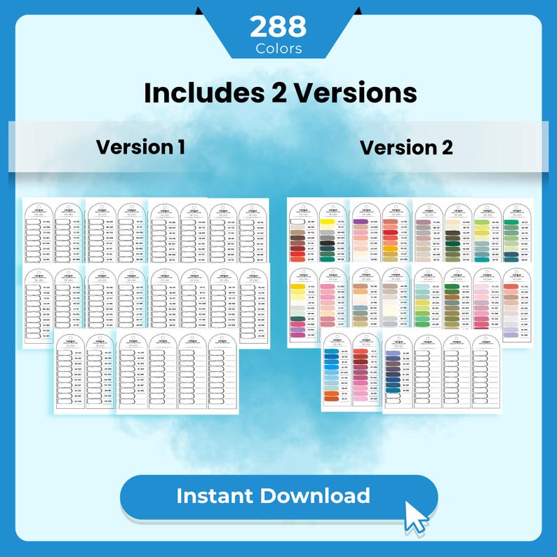 Languo 288 Color Swatch Cards Printable PDF, Acrylic Marker Swatch ...