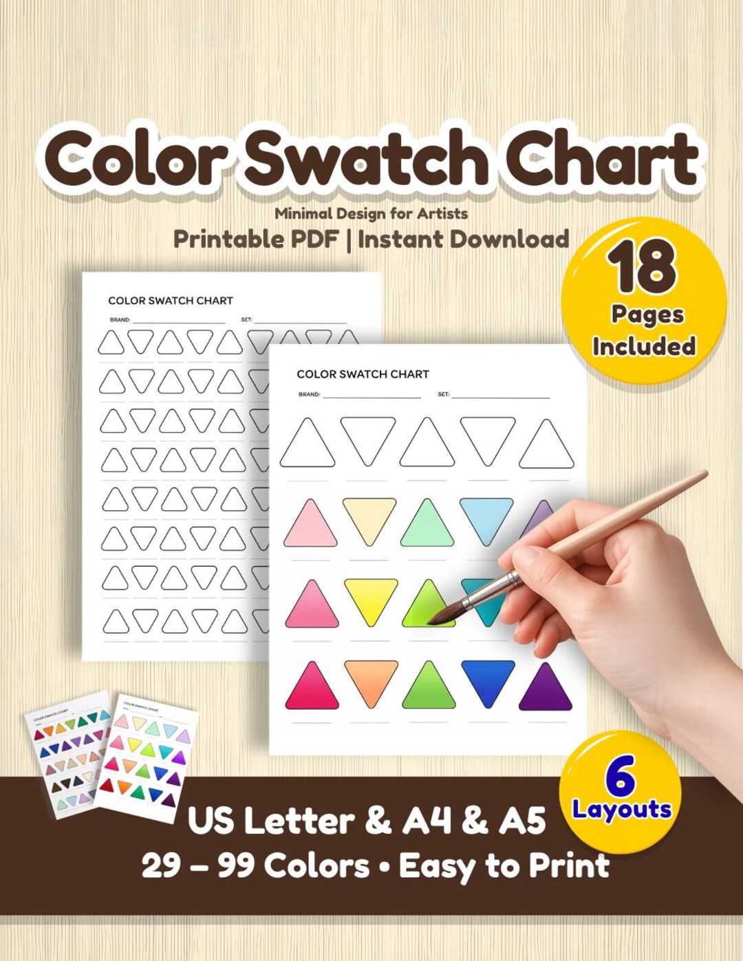 Minimal Triangle Color Swatch Chart for Artists (digital Download) - Etsy