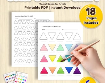 アーティスト向けミニマルな三角形カラースウォッチチャート（デジタルダウンロード）