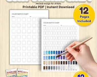 アーティスト向けミニマルな正方形カラー見本チャート（A4サイズPDFダウンロード）