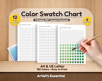 アーティスト向け幾何学模様カラー見本チャート：ペイントマーカートラッカー｜120色（デジタルダウンロード）