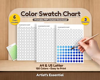 カラー見本チャート：120色、3種類のテンプレート、アーティスト必携（デジタルダウンロード）