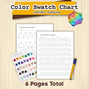 Color Swatch Chart | Blank Color Tracker Template for Colored Pencils and Markers | Triangle & Arrow Swatches | PDF A4 A5 US Letter