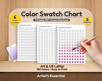 カラー見本表、アーティスト用ペイントマーカートラッカー、120色（PDFダウンロード）