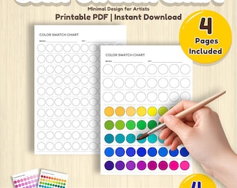 アーティスト向けミニマルな円形カラースウォッチチャート（A4 PDF） – ペイントマーカー用品トラッカー