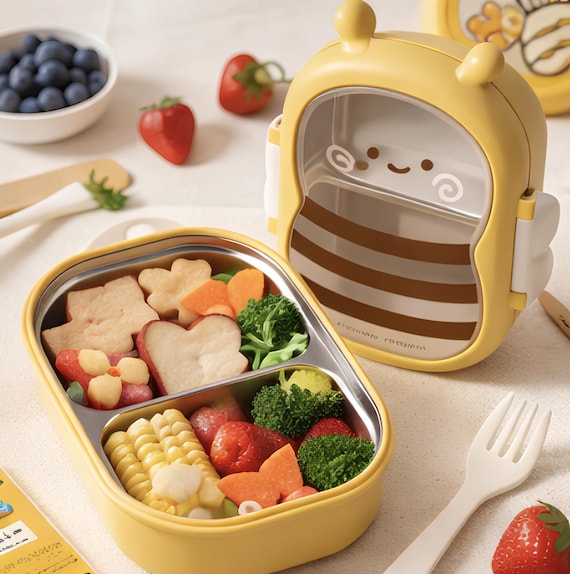 Cute Bee Bento Box for Kids | Kawaii Lunch Box | Kids Bento Box | Leakproof Lunch Container | Cute Lunch Box for School