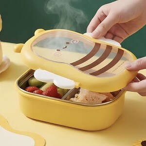Scatola per il pranzo a forma di ape carina per bambini | Portapranzo Kawaii | Scatola per il pranzo per bambini | Contenitore per il pranzo a prova di perdite | Scatola per il pranzo carina per la scuola immagine 5