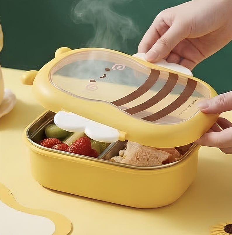 Scatola per il pranzo a forma di ape carina per bambini | Portapranzo Kawaii | Scatola per il pranzo per bambini | Contenitore per il pranzo a prova di perdite | Scatola per il pranzo carina per la scuola immagine 5