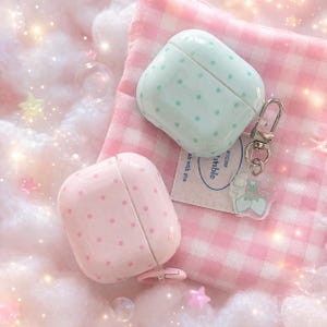 Coque AirPods Pois Pastel | Étui AirPods Pro 1 2 3 | AirPods Case Polka Dot Rose Vert | Coque Aesthetic Gingham | Cute AirPods Cover