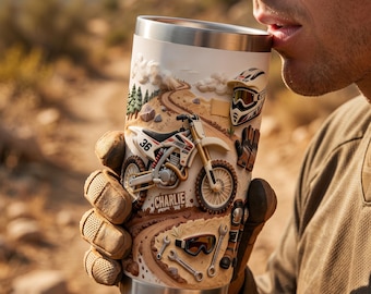 Personalized Motocross Racer Tumbler, Custom Dirt Bike Gift for Him, Dirt Bike/Motocross Gift, Dirt Bike Rider Birthday Gift,20OZ