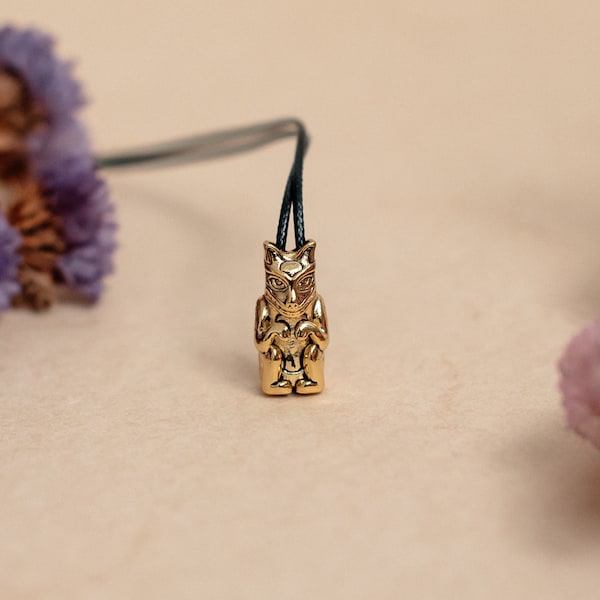 Coyote Spirit Animal Tribal Bead Gold Plated Symbolic Gold Plated Native American Pendant Necklace By: My Totem Tribe