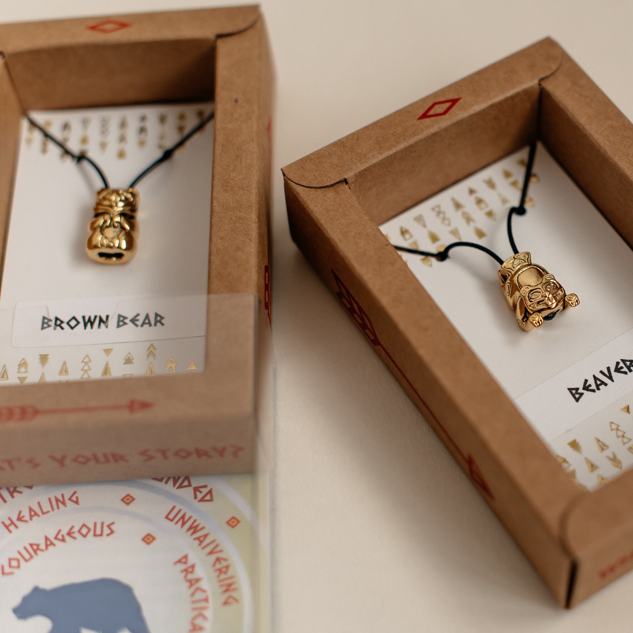 Brown Bear - Gold Plated Zodiac Symbolic Tribal Spirit