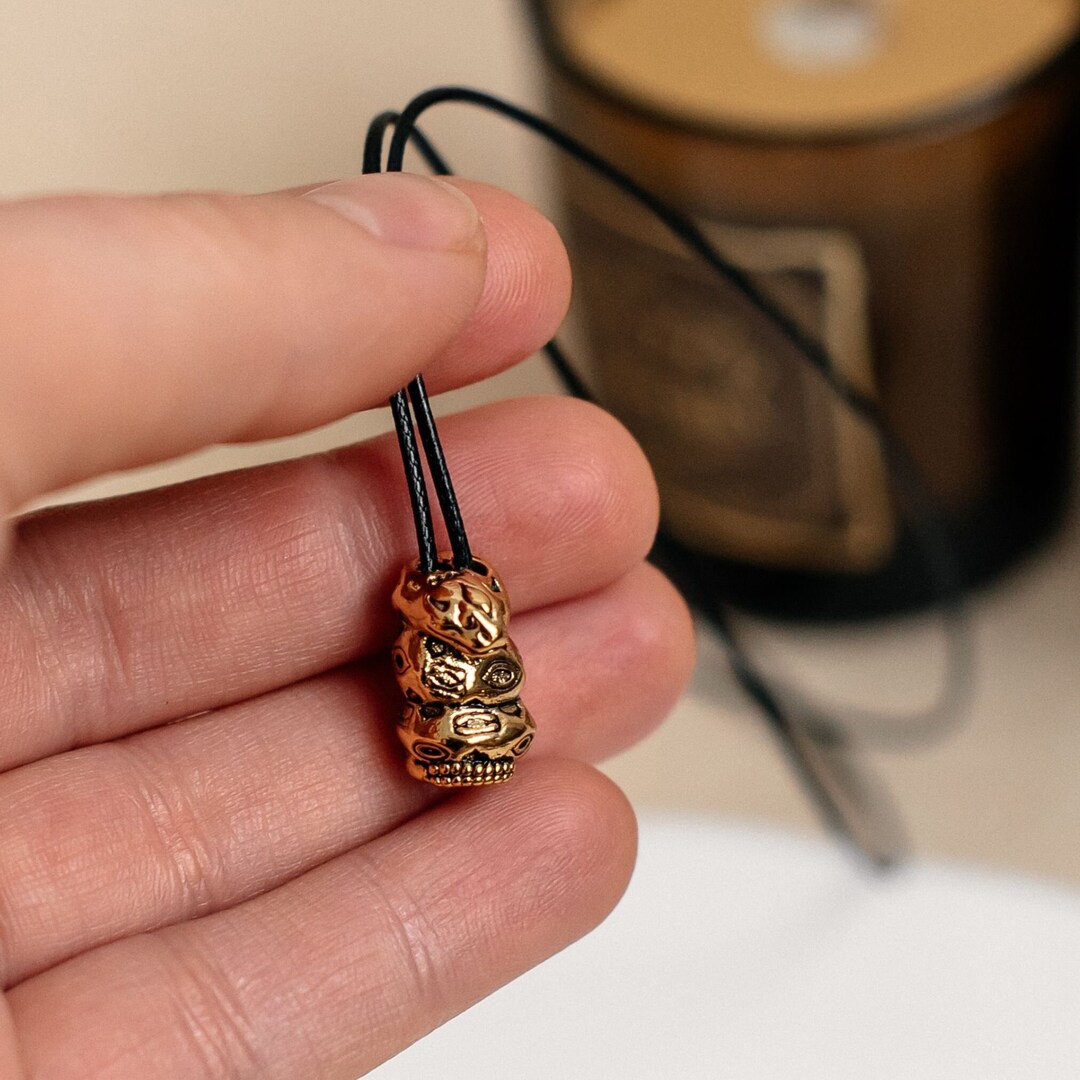 Snake Rattlesnake Zodiac Spirit Animal Tribal Bead Gold Plated Symbolic Gold Plated Native