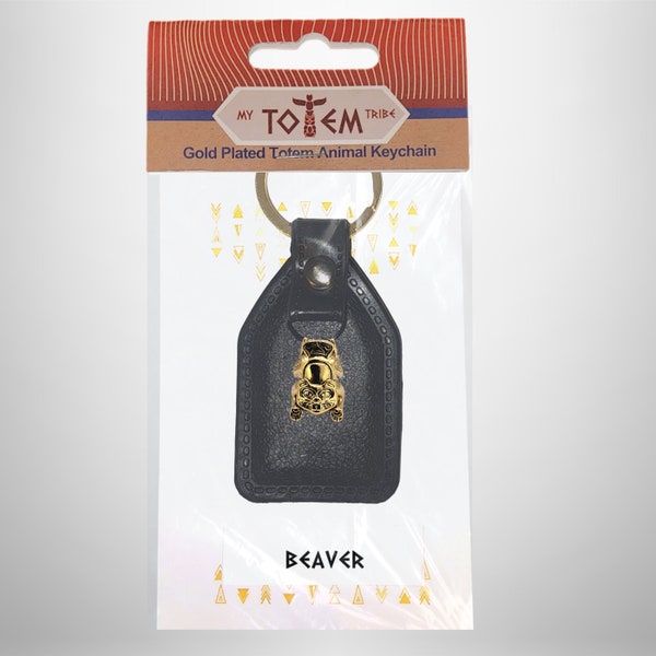 Beaver Spirit Animal Tribal Bead Gold Plated Symbolic Gold Plated Native American Keychain By: My Totem Tribe