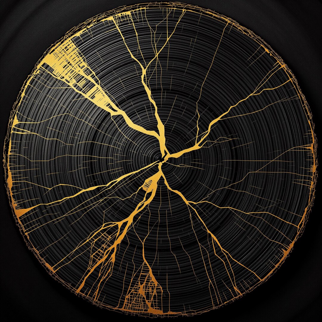Kintsugi Tree Image Kintsugi Tree Rings Wall Art, Gold Wood Grain Print, Japanese Nature ...