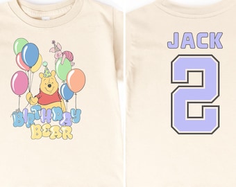 Personalized Winnie the Pooh Birthday Shirt Custom Name Age 2 Tee Toddler Party Outfit Pooh Bear Balloon Design Kids Gift