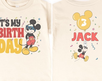 Custom Disney Birthday Boy Girl Shirt, Mickey Minnie Toddler Birthday Tees, Adult to Baby Sizes