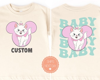 Marie Cat Custom Name Shirt, Disney Family Matching Mommy and Me Tees, Adult to Baby Sizes