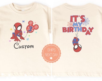 Custom Spiderman Birthday Shirt, Disney Birthday Boy Tees, Adult to Baby Sizes