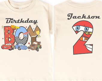 Custom Cars Birthday Boy Shirt, Disney Kids Lightning McQueen Tee, Adult to Toddler Sizes