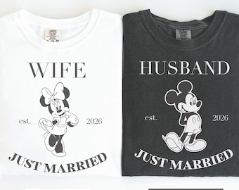 Mickey Minnie Couple Shirt - Comfort Colors© Just Married Tee - Disney Honeymoon Gift