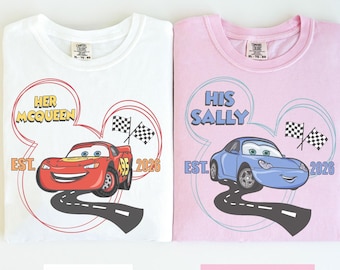 Matching Cars Couple Shirt, Her McQueen His Sally Tee, Disney Couple Vacation Shirt, Lightning McQueen Family Trip