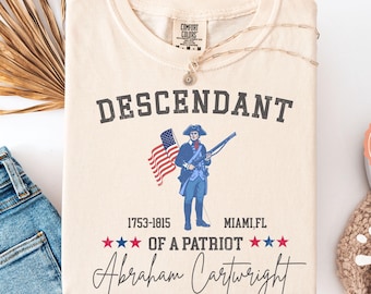Personalized Descendant Patriot Shirt, Comfort Colors American Heritage Tee