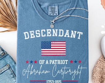 Custom Descendant of a Patriot Shirt, Comfort Colors© Patriotic DAR SAR Tee, Heritage Family Name, 1776–2026 Historic American Heritage Gift