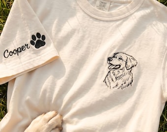 Custom Dog Embroidered Shirt, Personalized Pet Portrait T Shirt,Dog Mom Dad Gift